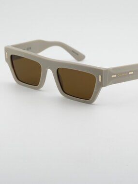 Calvin Klein CK25510S 209 Unisex Sunglasses Beige Rectangle Frame, Brown Lenses